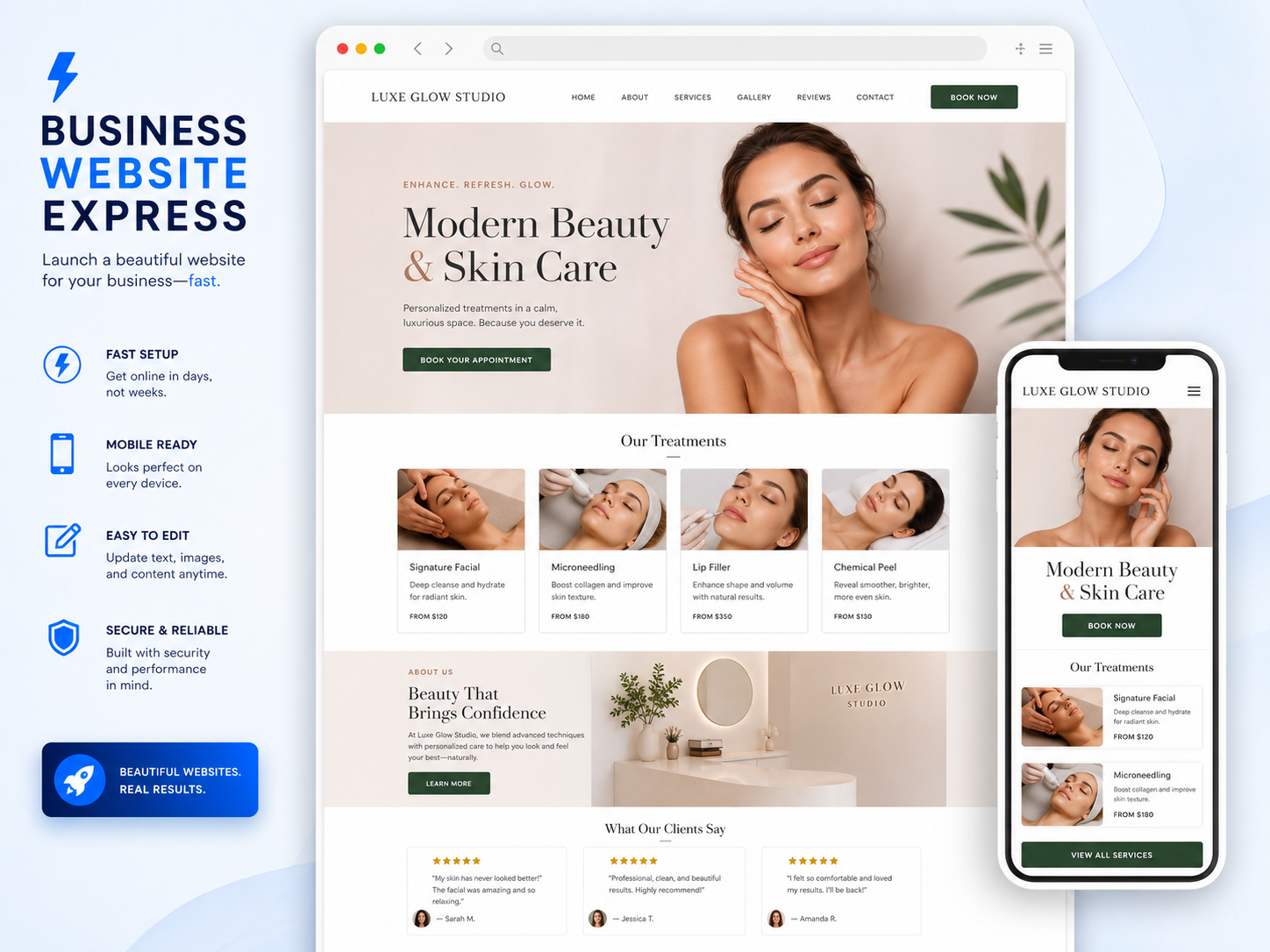 Beauty / Med Spa website example
