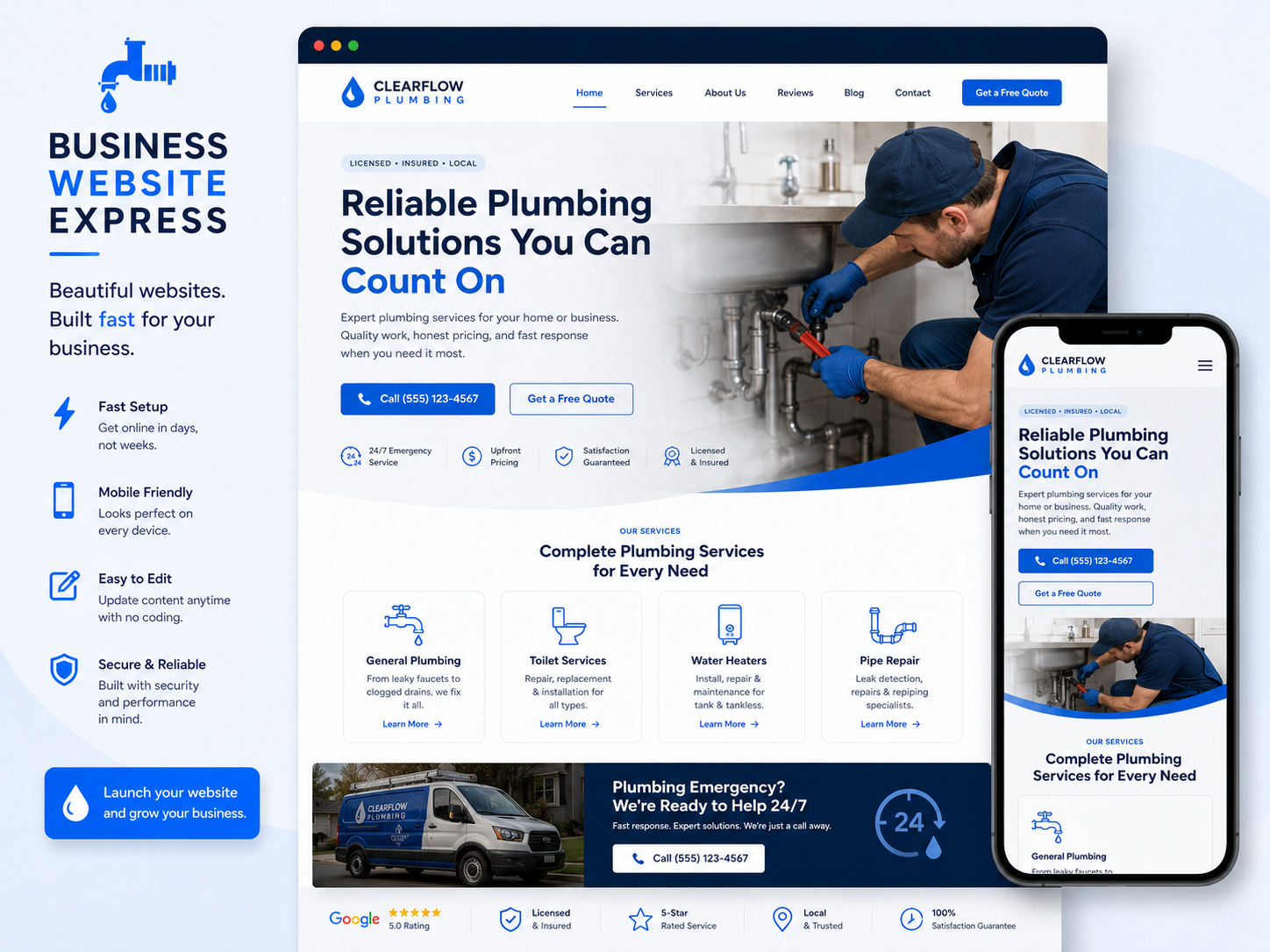 Plumbing website example