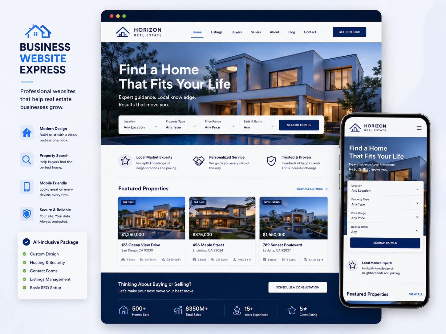 Real Estate website example
