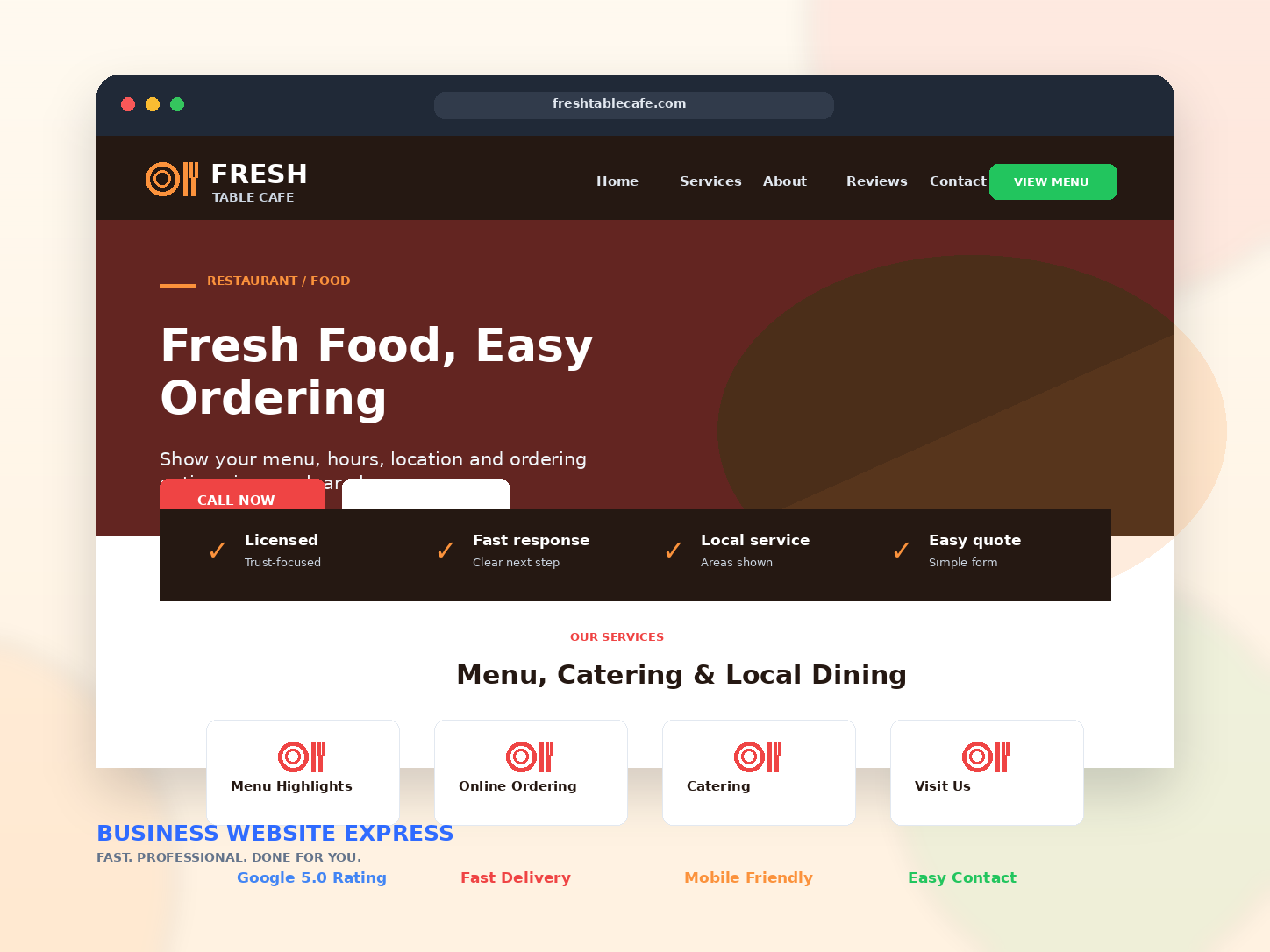 Restaurant / Food website example